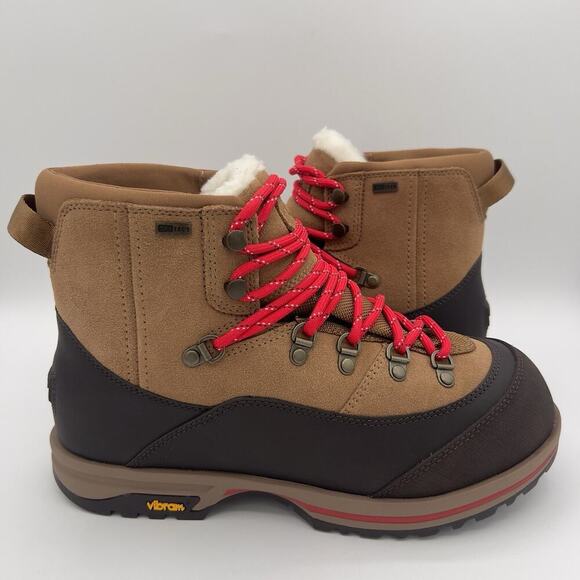 UGG Women Brecken Lace Up Waterproof Suede Boot Chestnut Shearling 1158221 S.9.5 - Picture 3 of 9